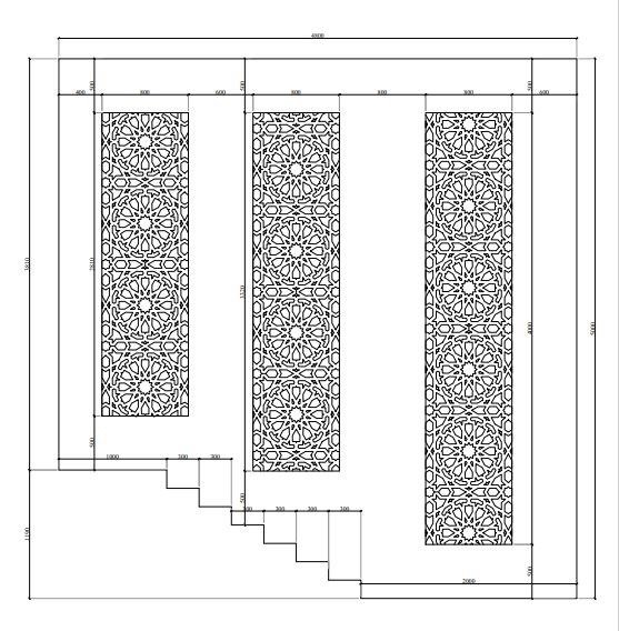 Plan d'exécution coté des panneaux moucharabieh